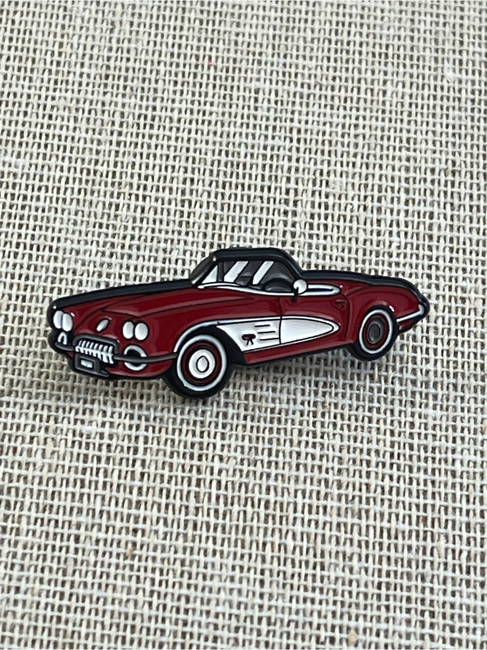 Classic 1958 Red Corvette Car Enamel Pin- NEW